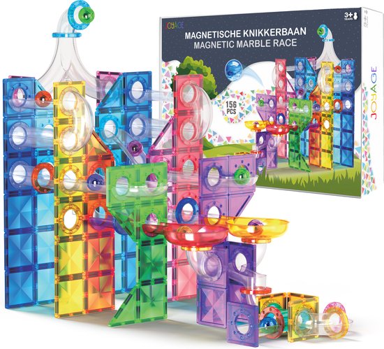 Joyage Magnetische Knikkerbaan 156 st - Kinderspeelgoed - Magnetisch bouwspeelgoed Magnetic toys - Magnetisch Speelgoed 4 jaar Speelgoed 5 jaar Speelgoed 7 jaar Speelgoed 8 jaar Speelgoed 9 jaar - Meisjes speelgoed 6 jaar Jongens Speelgoed 3 jaar