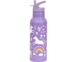 A Little Lovely Company - XL Dubbelwandige RVS drinkfles thermos - Unicorn dreams