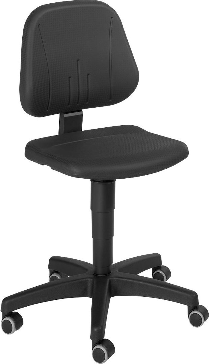 Werkstoel 9653, integraalschuim, wielen, zwart