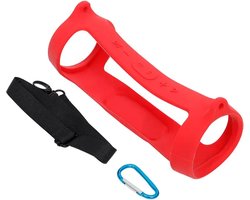 Beschermhoes geschikt voor JBL Charge 5 Bluetooth Speaker - Inclusief Draagriem - Meerdere Kleuren - Schokbestendig - Krasbestendig - Siliconen - Hoesje - Case - Bescherming - Rood