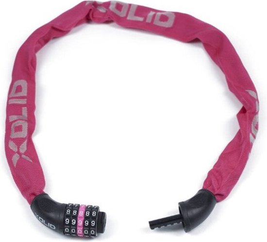 Xolid Fietsslot - kettingslot met cijferslot - 90 cm - fuchsia roze - fiets - 5-cijfers combinatieslot van XO — afbeelding 2