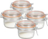 Urban Living Weck pot/pot de conserve - 4x - 140 ml - verre - couvercle pivotant - D9 x H7 cm
