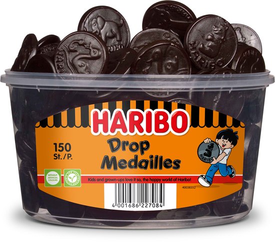 Haribo Drop Medaille - drop - 150 stuks silo