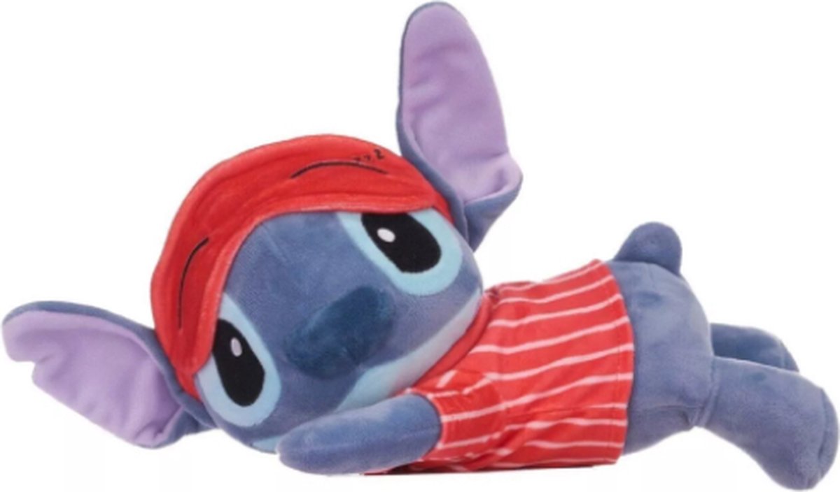 Stitch Slapend met Slaapmasker Disney Lilo en Stitch Pluche Knuffel 35 cm (liggend) - Sleeping Sleep Mask Plush Toy - Speelgoed Knuffels voor kinderen - Leroy, Angel, Stitch, Scrump, Lilo