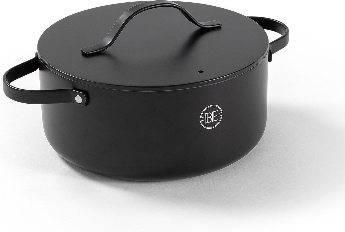 BE Living Braadpan met Deksel - Ø 24 cm - PFAS-vrije Kookpan inductie - Geschikt voor alle warmtebronnen - Zwart
