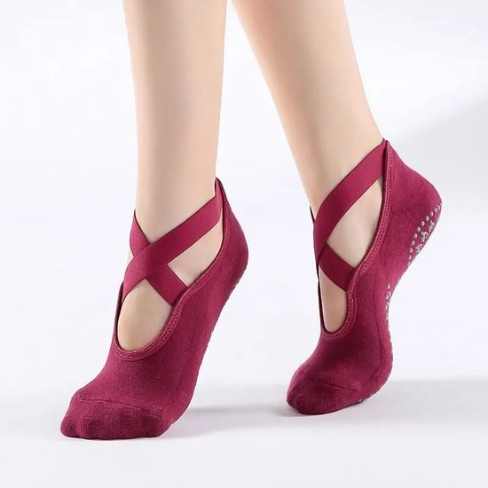 Yoga Sokken Gesloten Teen - Met Anti Slip Onderkant - Antislip Sokken - Pilates Sokken - Maat 36-40 I Rood van Toetiefrutie — afbeelding 3