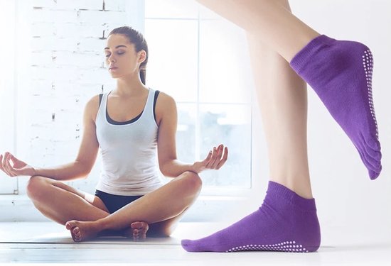 Yoga Sokken Full Toe - Volle Teen Yoga Sok - Met Anti Slip Onderkant - Antislip Sokken - Pilates Sokken - Maat 36-40 I Roze Met Kleuren van Toivo — afbeelding 5