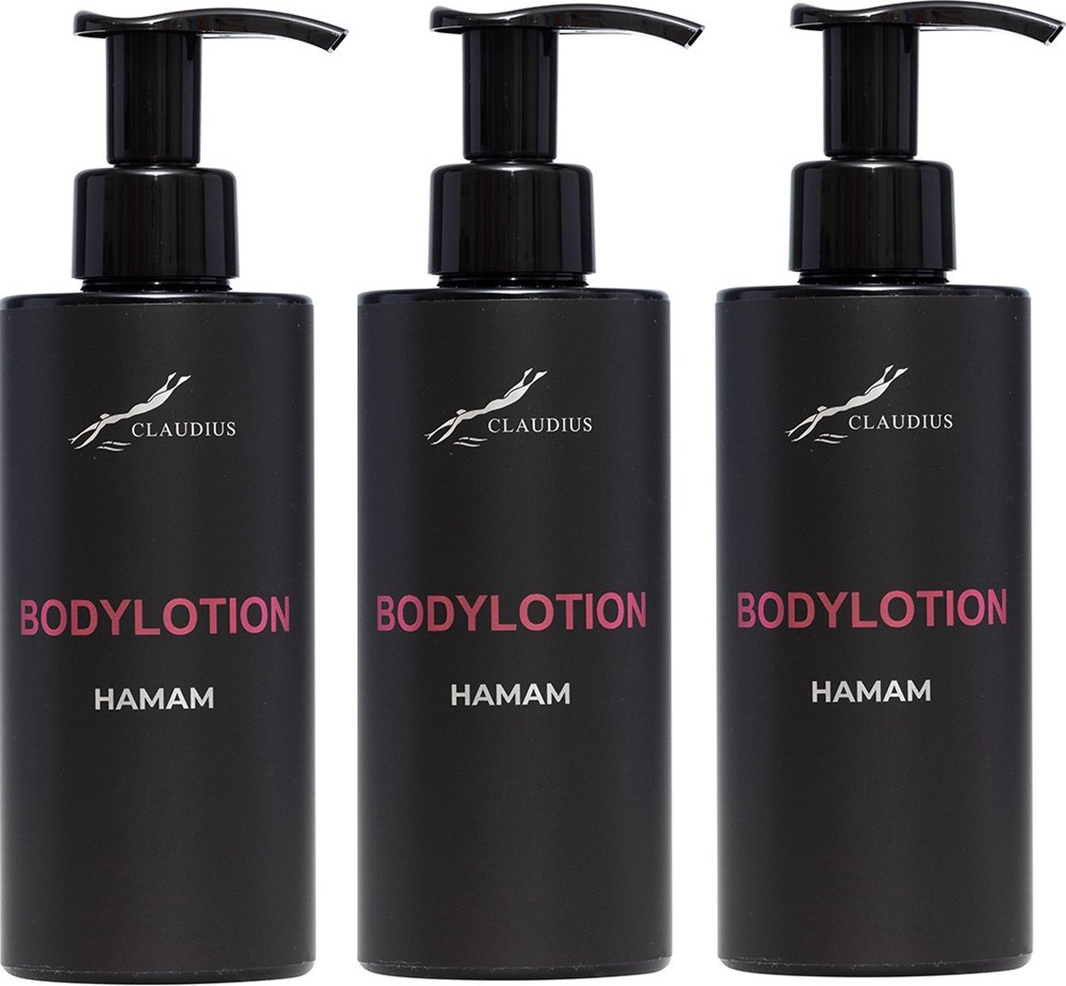 Goedkoopste Bodylotion Hamam 300 ml - met pomp - zwarte fles - set van 3 stuks - Voordeelverpakking