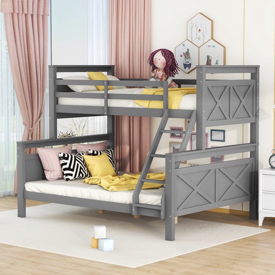 Kinderstapelbed 90*200 cm, massief hout, veiligheidsreling