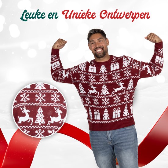 Wrong Pull de Noël Femme & Homme - Pull de Noël « Cosy Noël Bordeaux Rouge » - Homme & Femme Taille XXL - Sinterklaas - Noël - Cadeau de Noël