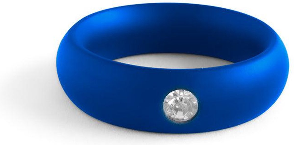 Goedkoopste Black Label - Donut Cockring met Sierkristal - Mat blauw 47.5 mm