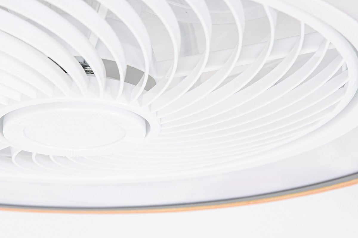 KLASA Living© Slimme Plafondventilator - Grijs + Hout - Ø 52 cm - Stille Motor - Handige App - Dimfunctie - Plafond Ventilator met Verlichting - Plafondlamp met Ventilator thumbnail 4