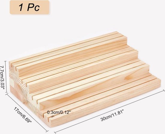 NiHome 4-Tier Bamboe & Acryl Wenskaart Display Stand voor Kaarten, Foto