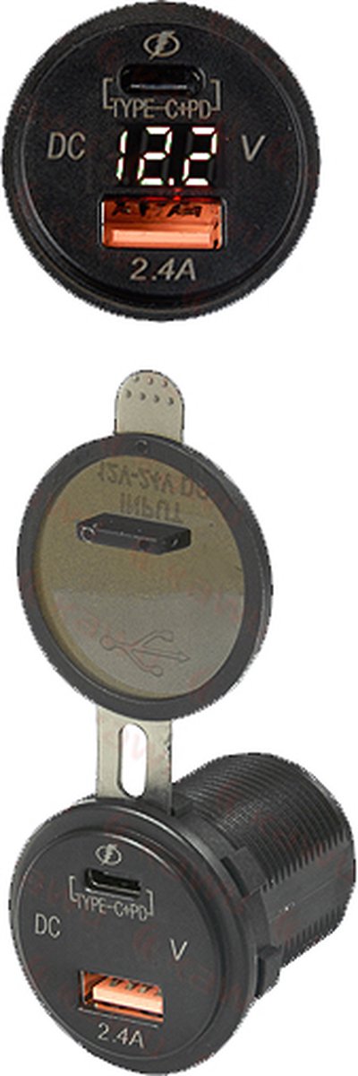 Goedkoopste Dubbele USB inbouwsocket voltmeter