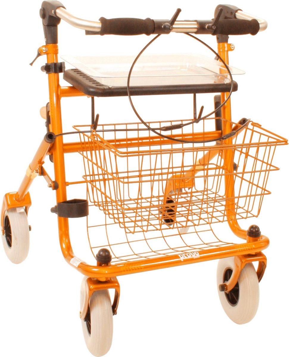 Goedkoopste Premis Provo - Rollator - 2de Generatie -Voorzien van Opklapbare duwbeugel - Metallic Oranje