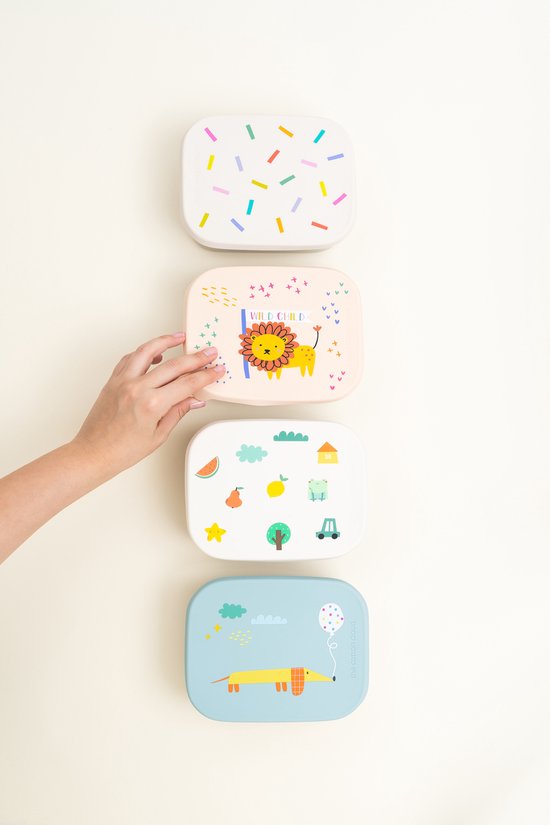 Boîte à lunch Cotton Cloud en acier inoxydable avec couvercle en silicone confettis
