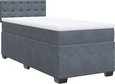 vidaXL - Sommier tapissier - avec - matelas - velours - gris foncé - 80x200 - cm
