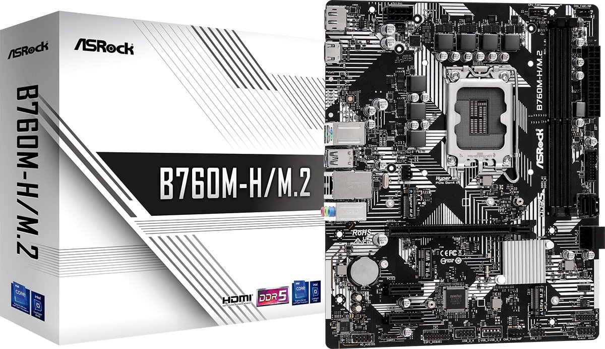 Asrock B760M-H/M.2 Intel B760 Lga 1700 Micro Atx moederbord - afbeelding 3