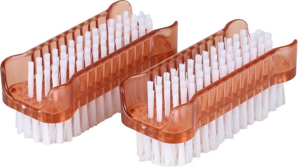 Goedkoopste Urban Living Nagelborstels set van 2x stuks - kunststof - koper - 11 cm - schoonmaakborstels - verzorging
