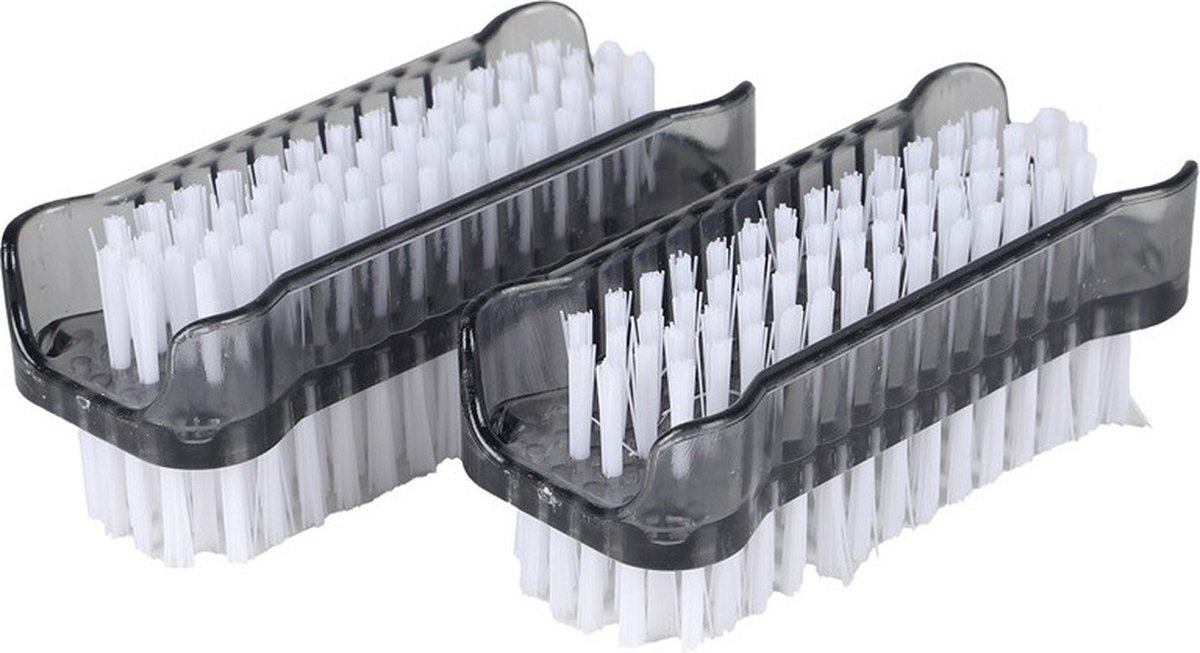 Urban Living Nagelborstels set van 2x stuks - kunststof - grijs - 11 cm - schoonmaakborstels - verzorging