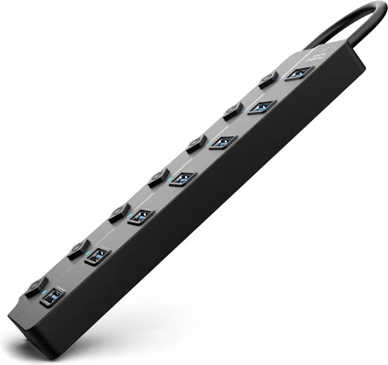 Innova Essentials Hub USB 3.0 - 7 Portes - 5Gbps - Lumière LED Blauw - Zwart