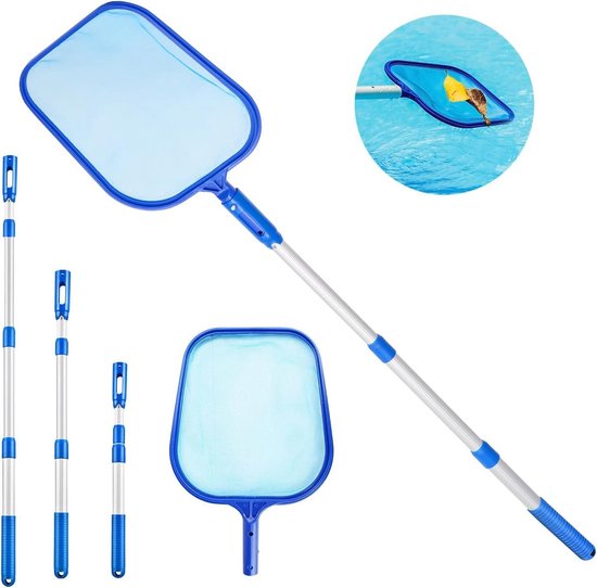 Telescoop zwembad skimmernet heavy duty scoop rake - reiniging accessoires met verstelbare aluminium stang - badkuip whirlpool vijver fontein spa vistank