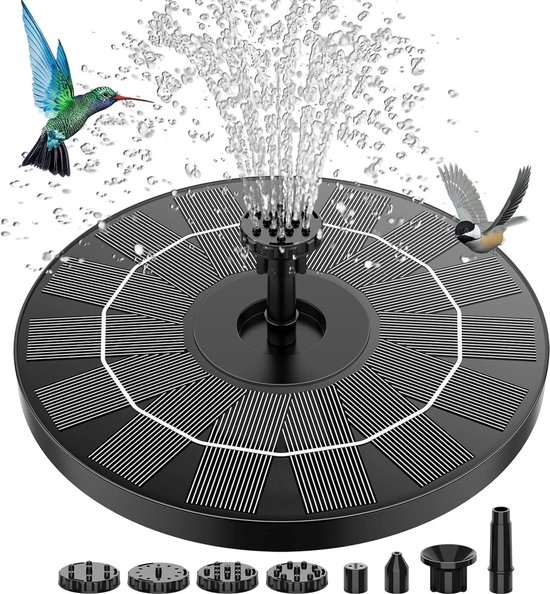 DeeprBling Drijvende fontein op zonne-energie met lichtshow, drijvende fontein voor zwembad, 2 sproeimodi, 6 lichtmodi met knop, fontein op zonne- energie voor zwembad, vijver, tuin