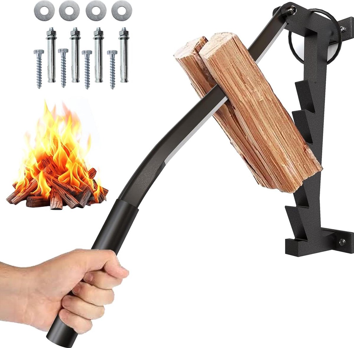 Bol.com Houtklover handmatige houtsplijter - brandhout aanmaaksplijter - wandmontage - spanmes - hendel - werkbesparende - handh... aanbieding