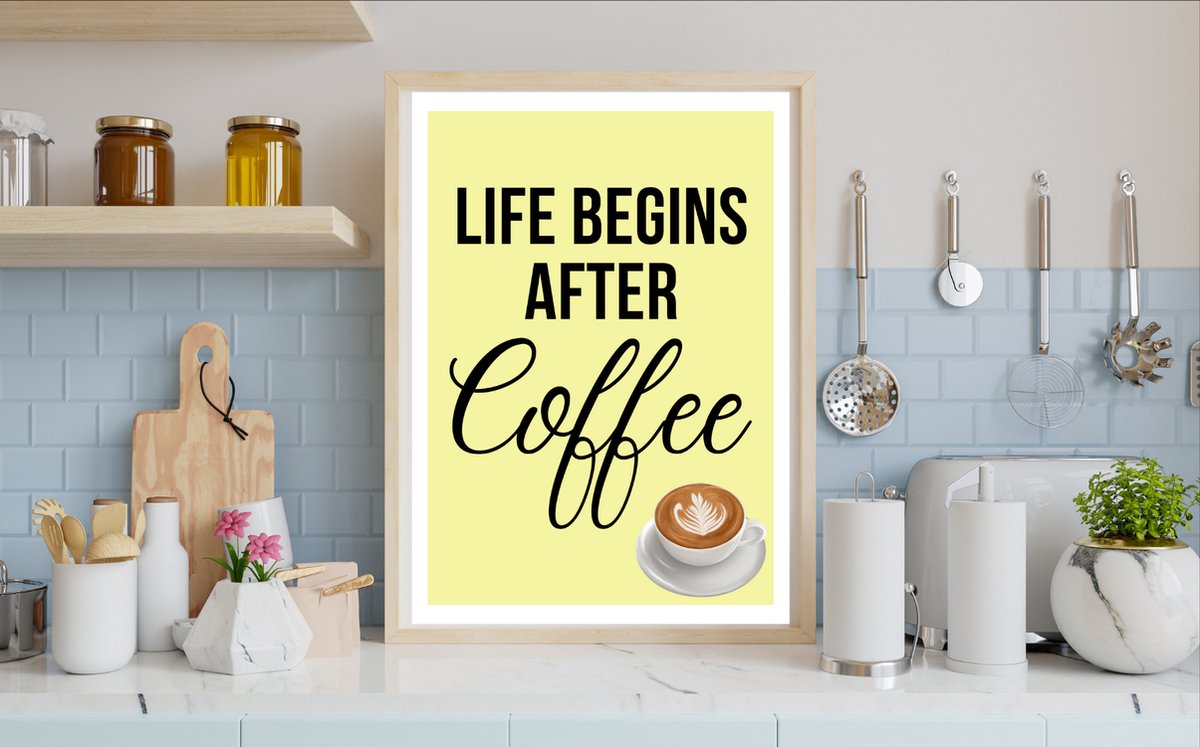 Lise Schrijft | Poster | A3 | INCLUSIEF LIJST | Quote | Koffie | Keuken | Cappuccino | Inspirerend | Duurzaam | 250 gr/m2 | Woonkamer | Slaapkamer | Accessoires | Vrolijk