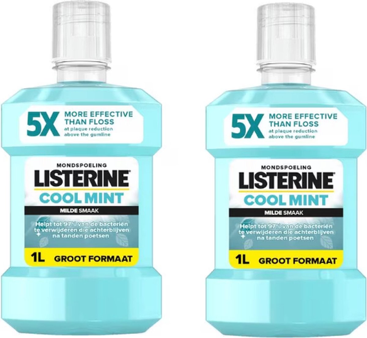 Bol.com 2 x Listerine Mondwater (1000ml) - Cool Mint - Voordeelverpakking aanbieding