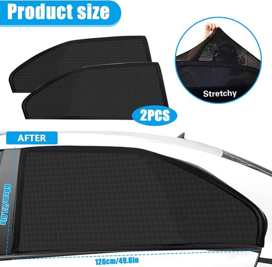 2 Pièces Pare-Soleil Voiture Bébé Chaussette Vitre Arrière - Protection UV Universelle Noir