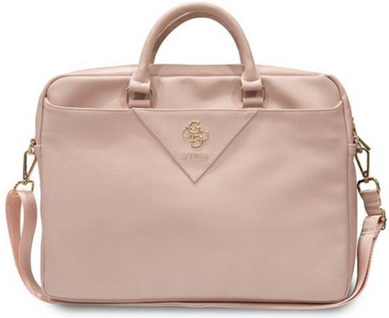 Foto: Guess triangle big 4g logo universele laptoptas geschikt voor toestellen tot 16 roze