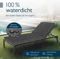 100% waterdichte tuinstoel met antraciet kussen in de regen, naast een zwembad.