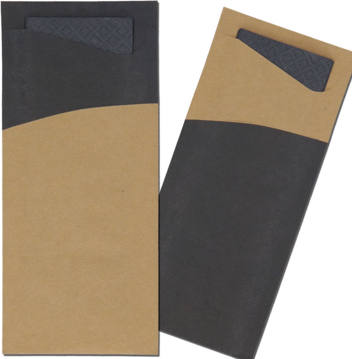 Goedkoopste Duni BIO Bestekzakje Kraft & Zwart met zwart tissue servet