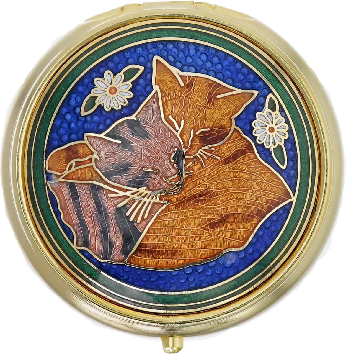 Goedkoopste Behave - Pillendoos 3 Vakken - Pillendoosje Metaal en Emaille - Pillendoosje handtas - Pillendoosje Klein - Medicijndoos ook geschikt voor Slaappillen - Katten - Poes - Blauw