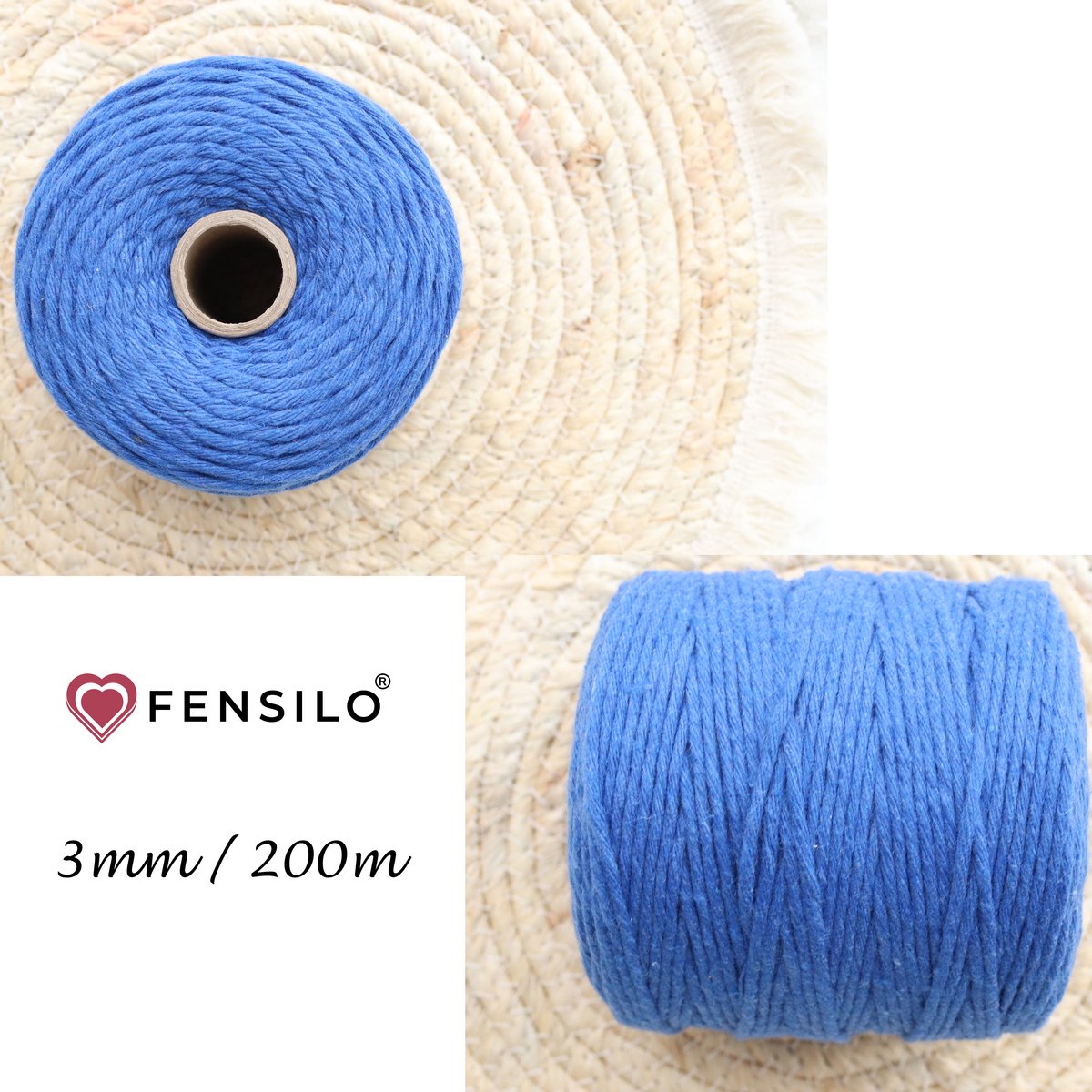 3mm x 200m Korenblauw macramé katoenen koord Macrame Touw|kleuren om mee te knutselen|Garen voor Wandkleed en Plantenhanger Zelf Maken|Dromenvanger||engel van macramé — afbeelding 4