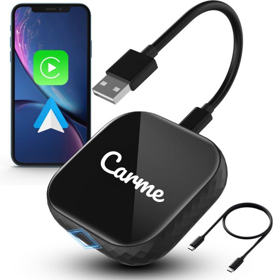 Foto: Carme premium 2 in 1 car dongle carplay dongle android auto dongle 2024 nieuwste model draadloos carplay android auto zwart