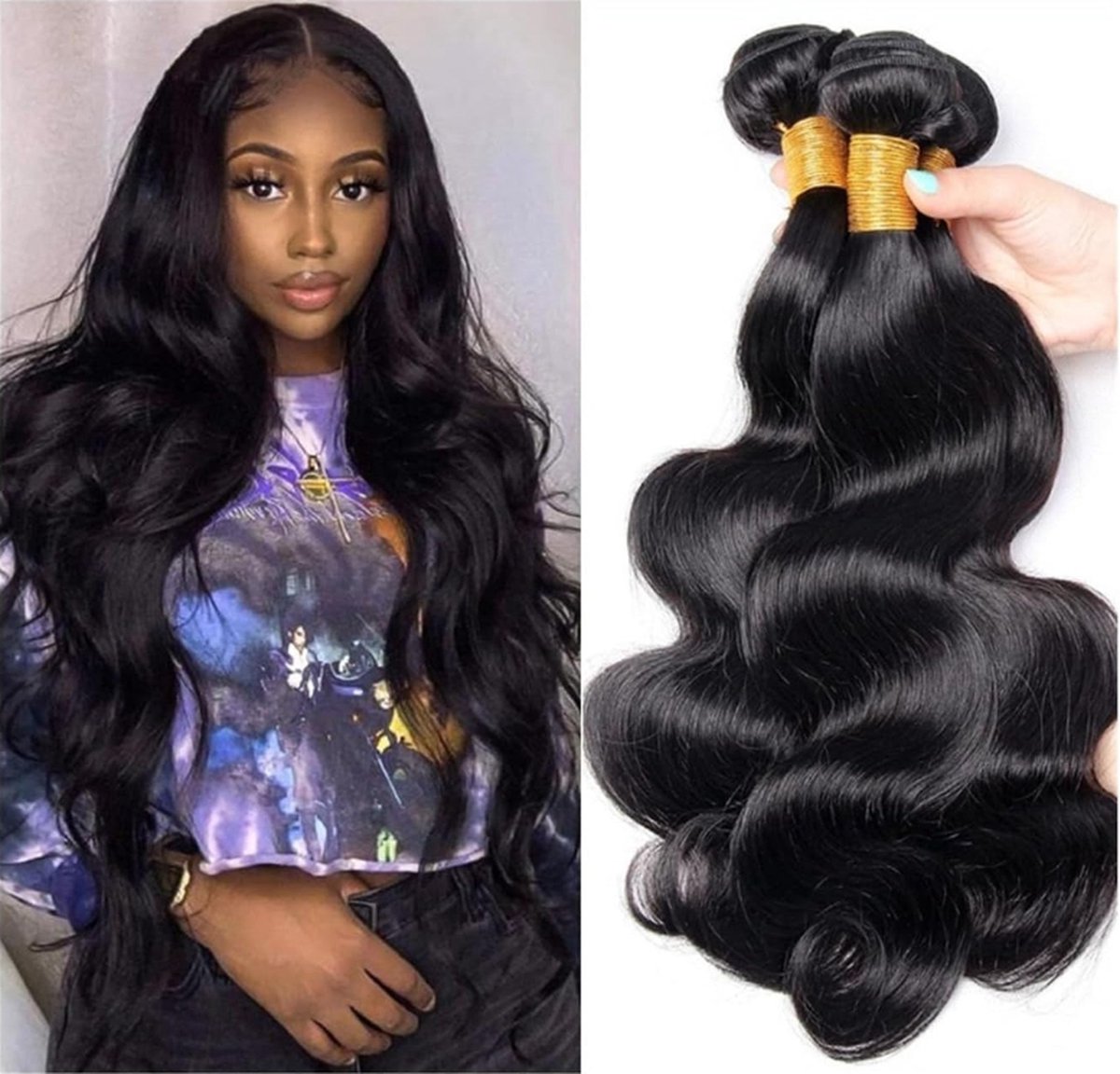 1 Bundel Human hair Body Wave  8 inch 100gram 150 density grade 10A van 23cm Loose Wave