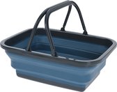 Panier à linge/panier de courses - pliable - avec poignée - plastique - 30L - bleu foncé - 39 x 28 x 29 cm - panier de courses