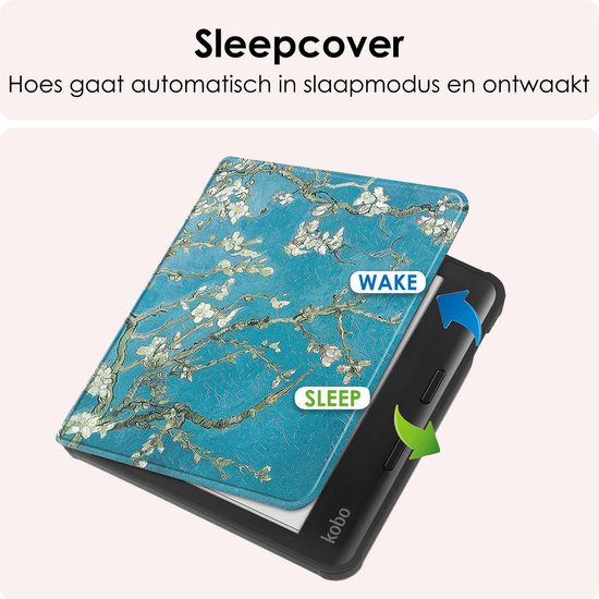 Hoes Geschikt voor Kobo Libra Colour Hoesje Bookcase Cover Book Case Hoes Sleepcover Met Screenprotector - Bloesem van Dux Ducis — afbeelding 3