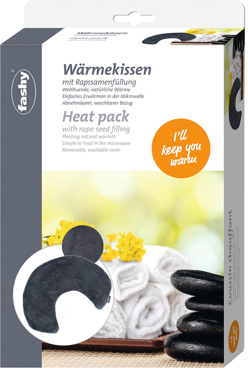 Fashy Warmtekussen - heatpack 30 x 17 cm - opwarmkusssen geschikt voor magnetron en oven - kussen met afneembare hoes