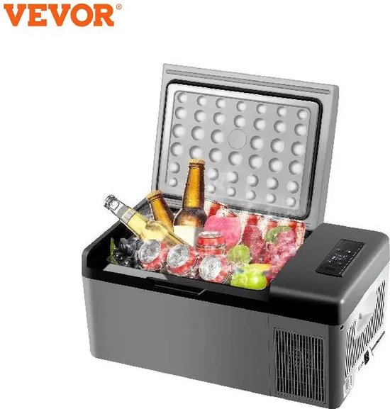 Foto: Fayb koelbox mini koelkast mini vriezer coolbox elektrische koelbox 15l koelbereik 20 tot 10 45 watt 12 24v 60x32x26cm grijs zwart