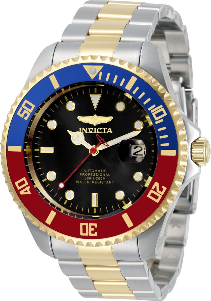 Invicta Pro Diver 34043 Heren Horloge - Waterdicht - Analoog - Automatisch Uurwerk - Roestvrij Staal met zwarte Wijzerplaat -