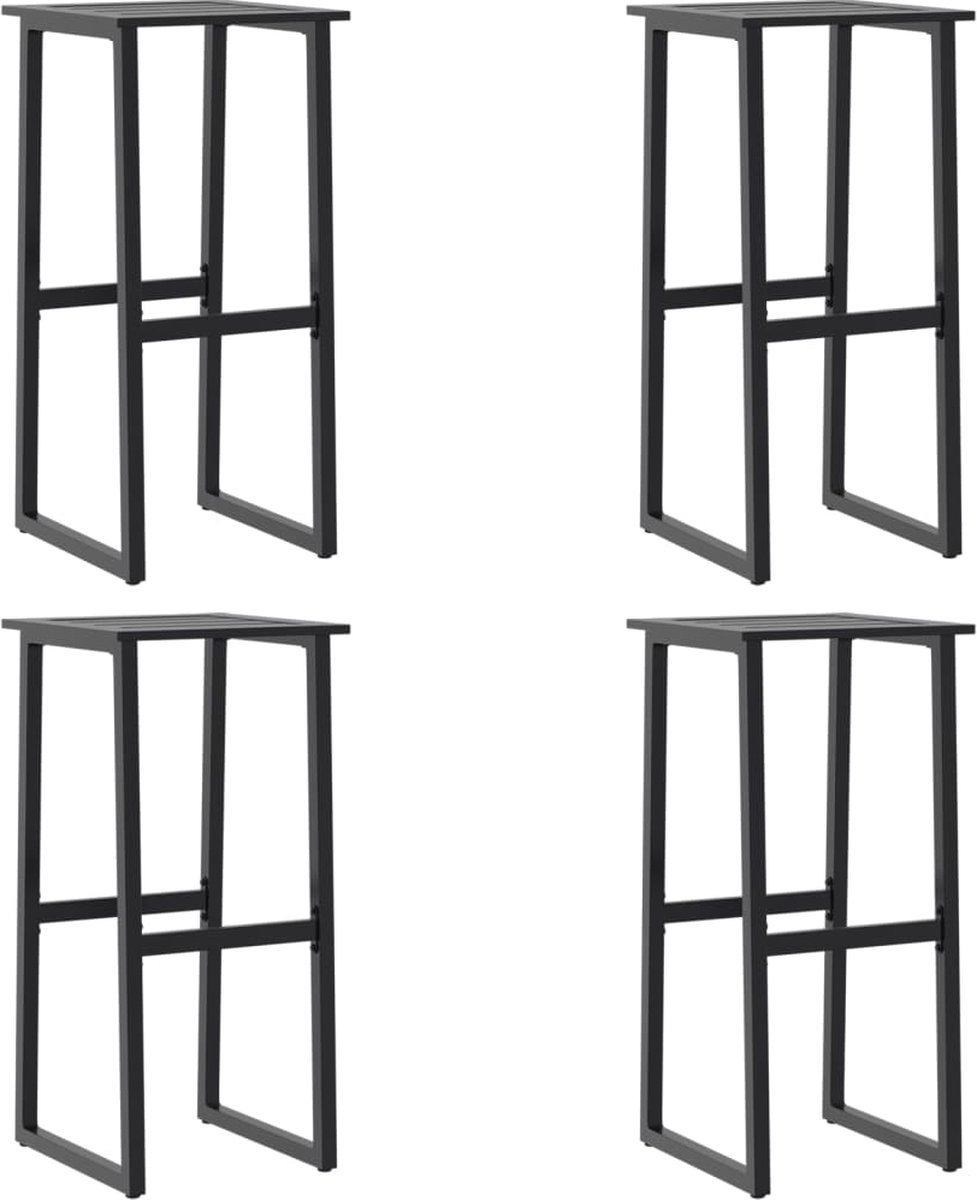 VidaXL Barkrukken 4 st 38x38x80 cm gepoedercoat staal zwart