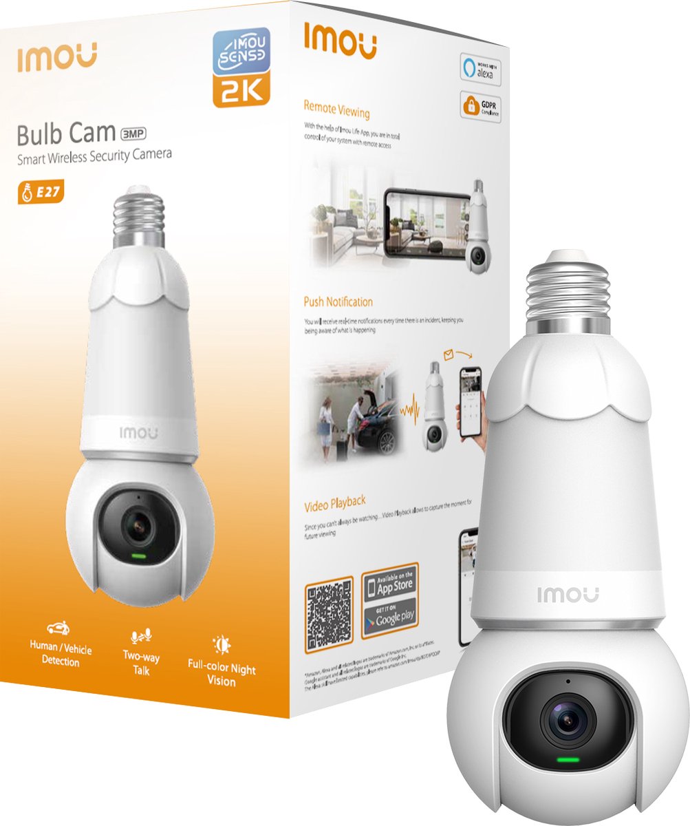 Imou Bulb Cam Beveiligingscamera E27 Lamp 3K UHD Beeld