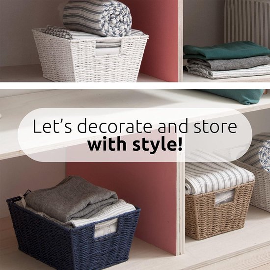 Compactor Cesto Etna Intrecciato - Bianco, 31x24x14 Cm, Con Maniglie, Per Organizzazione - Foto 6