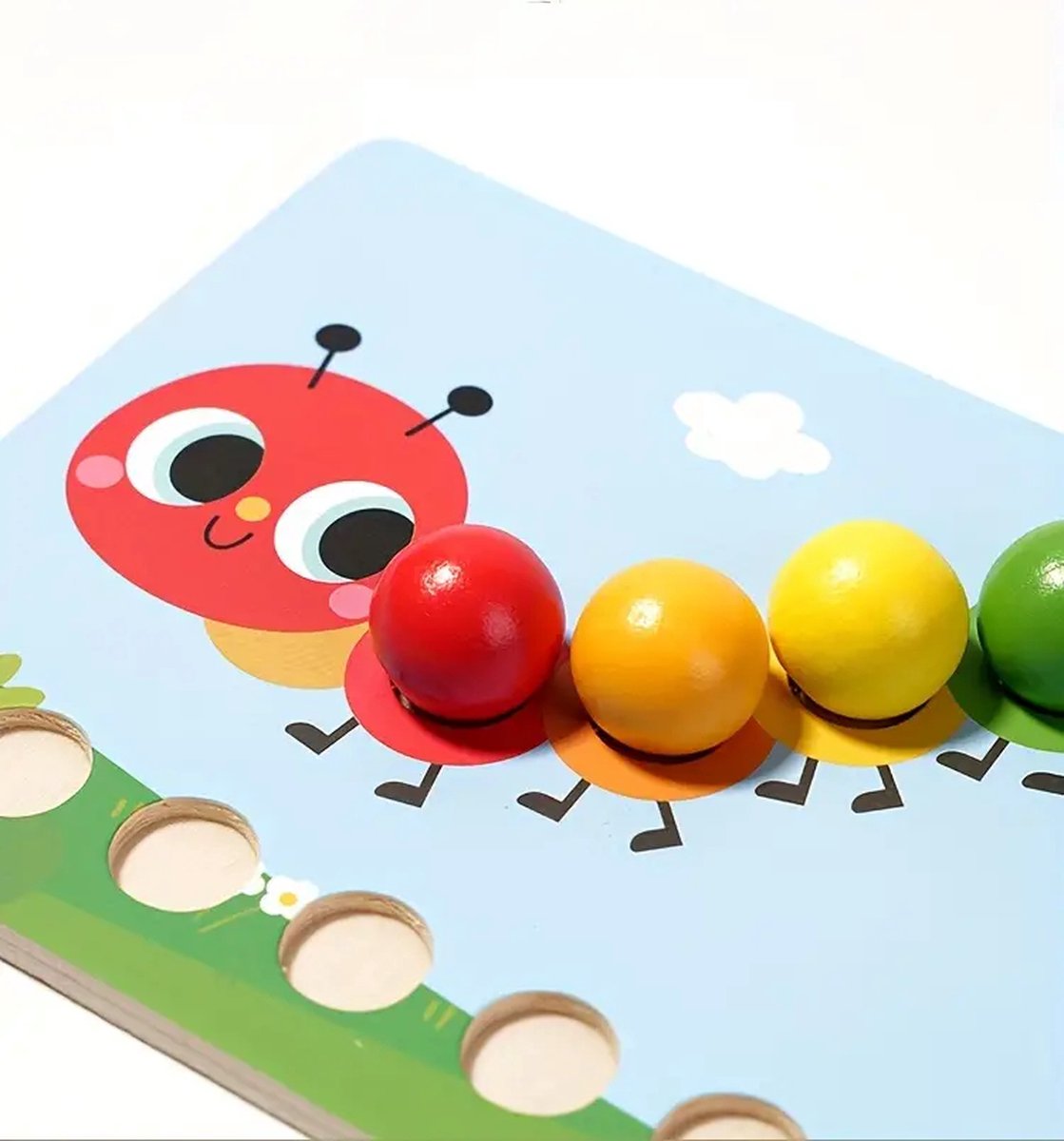 Baby Sonrisa Houten Rekenspel Montessori – Educatief - Telspel met Pincet – Educatief Speelgoed 3 Jaar+ – Kleuren Sorteren & Fijne Motoriek — afbeelding 4