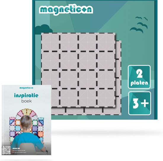 Magneticon - Basisplaten 2 stuks - Magnetisch speelgoed - Magnetische tegels - Montessori speelgoed - Bouwplaat - STEM speelgoed - Speelgoed 3+ jaar
