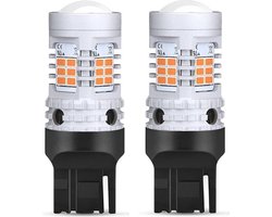 TLVX T20 7440 W21W No Hyper Flash LED Oranje Canbus knipperlichten / Richtingaanwijzer / P21W / Flashing Lights Orange / LED Bulbs / Bayonet fitting / Ingebouwde weerstand / Storingsvrij / 2 stuks