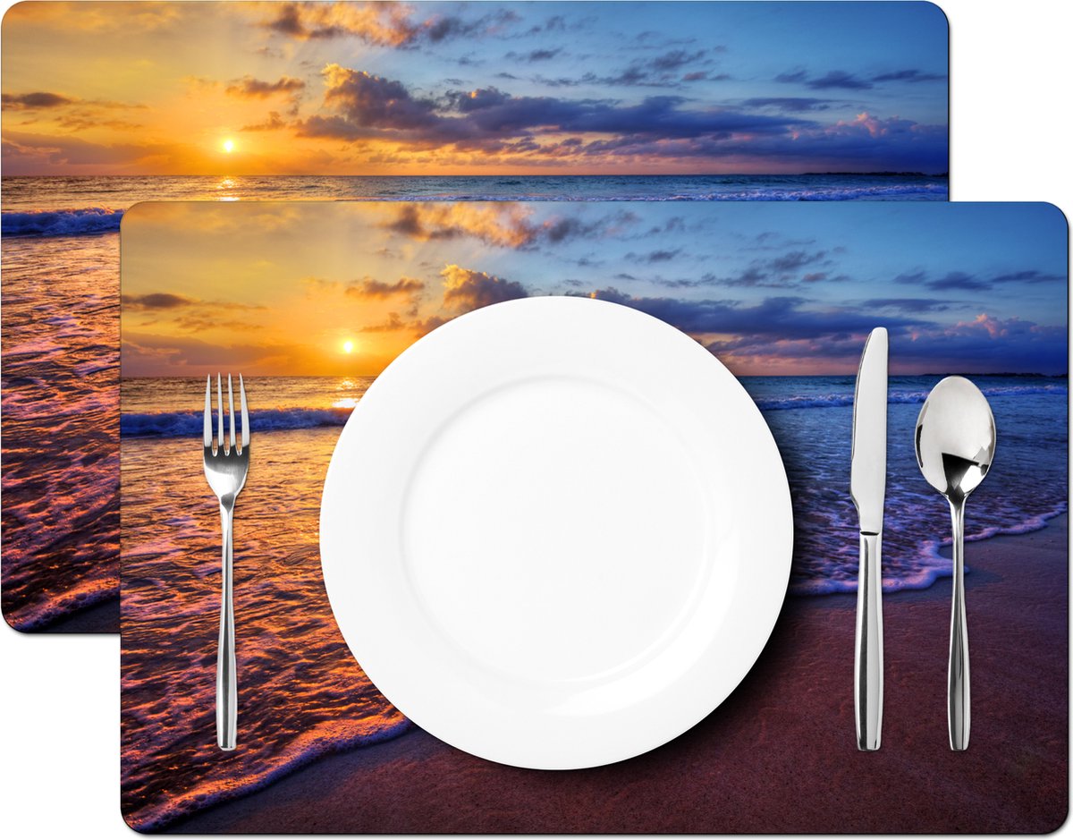 Placemat - Strand - Zonsondergang - Zee - Wolken - Horizon